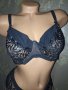 Hunkemoller 85 D-Чудесен сутиен с меки чашки с банел в черно с флорални мотиви 