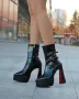 Боти на ток - черен лак - YSV3, снимка 2