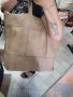 Естествена кожа ОГРОМНА чанта,тип торба,бежева, снимка 4