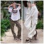 Дамски сладки скаутски карго панталони с висока талия, 2цвята - 023, снимка 1 - Панталони - 40804400