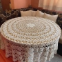Ретро ръчно плетена кухненска покривка, кръгла,160 см екрю, ретро, ​​ръчна изработка една кука , снимка 5