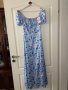 Нова етикет дълга синя буфан ръкав цепка  ежедневно елегантна рокля флорален принт  нежни цветя , снимка 7