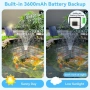 Нов Соларен фонтан за езерце/поилка, двустепенна филтрация, 3600mAh, снимка 3