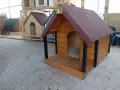 Дървена къща за куче с веранда , кучешка колиба дървени къщи за кучета, снимка 3