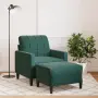 vidaXL Кресло с табуретка, тъмнозелено, 60 см, кадифе, снимка 2
