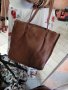 Естествена кожа голяма кафява чанта,тип торба, снимка 1 - Чанти - 41310791