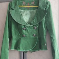 Дамско, зелено сако, плюш, размер S, снимка 7 - Сака - 40618787