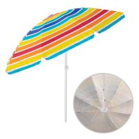 Плажен чадър с чупещо рамо, шарен на райе 2м, снимка 3 - Други - 41360344