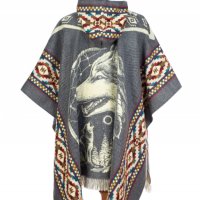 Автентичнo еквадорско унисекс вълнено пончо с вълк, различни цветове, снимка 11 - Палта, манта - 35847402