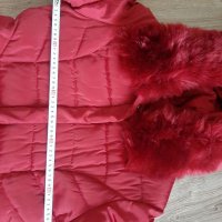 Дълго топло червено яке Elisabetta Franchi палто бордо, снимка 8 - Якета - 34110784