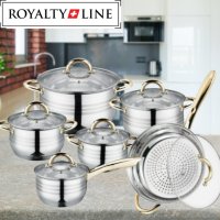 Комплект тенджери и тиган Royalty Line RL-1231G, снимка 2 - Съдове за готвене - 44230922