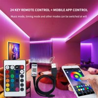 RGB LED лента,3 метра, 60 светлини,дистанционно упр.,USB,Bluetooth,Smart APP Control, снимка 2 - Лед осветление - 41244836