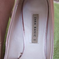  Сатенени розови дамски обувки ZARA номер 41, снимка 2 - Дамски обувки на ток - 33791683