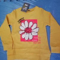 Блуза жълта за момиче, с цвете, памучна  3год,4,5,6,7, снимка 2 - Детски Блузи и туники - 42231558