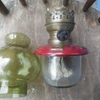 Стара газена лампа с кръгъл фитил със зелено прозрачно шише, снимка 5 - Други ценни предмети - 37030018