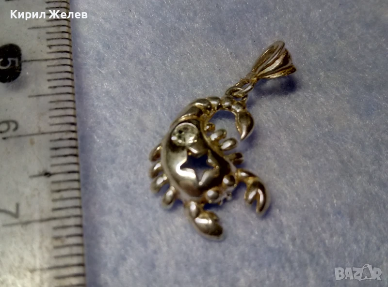 ЗОДИЯ СКОРПИОН ФИГУРАЛЕН СРЕБЪРЕН ПЕНДАНТ СРЕБРО 925 с ИСКРЯЩ ЦИРКОН 37741, снимка 1