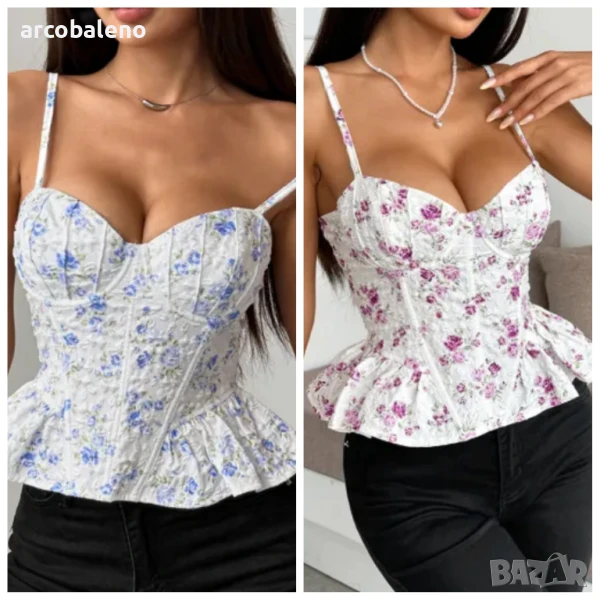 Дамски секси топ с връзки и гол гръб, 2цвята , снимка 1