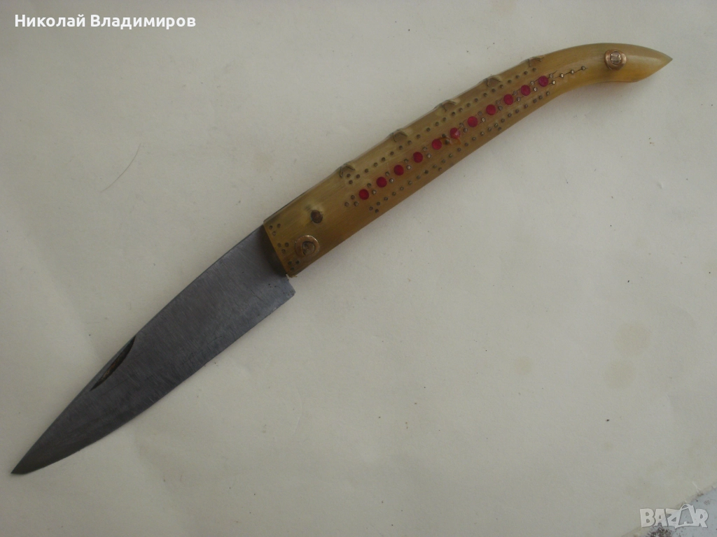 Джобно ножче Сойка джобен нож  кокъл рог стар, снимка 1