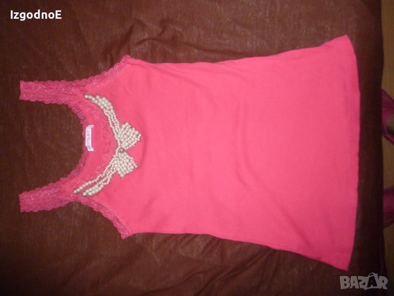 Л-ХЛ Розов потник рипс с перли НОВ, снимка 1