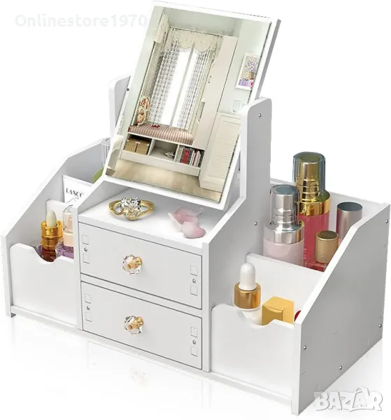 Стилен органайзер / тоалетка за козметика с огледало, снимка 1
