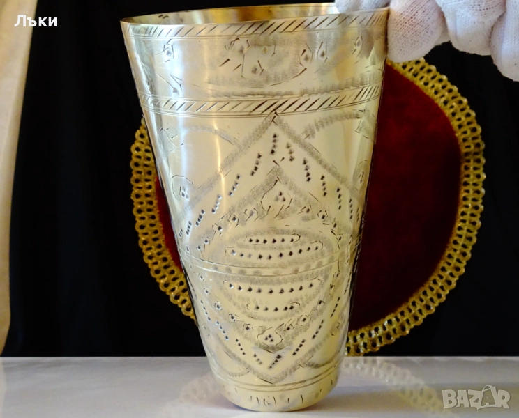 Старинна бронзова чаша за мътеница,халба 700 мл. , снимка 1