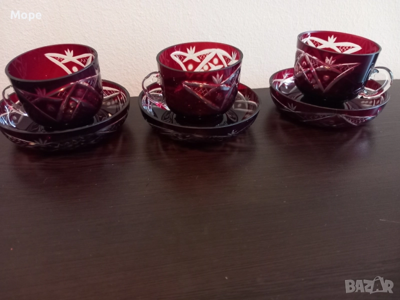 Кристални чаши червен кристал , снимка 1