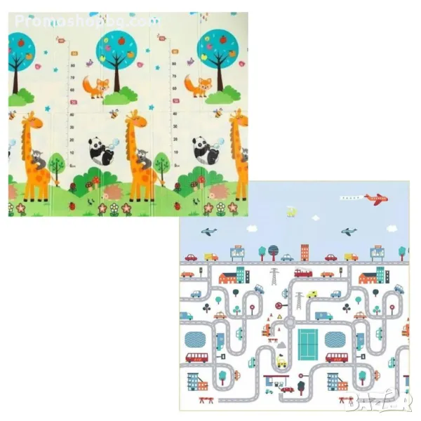 Детска термо постелка / Килимче за игра с две лица 180x200x1 см + чанта за съхранение , снимка 1