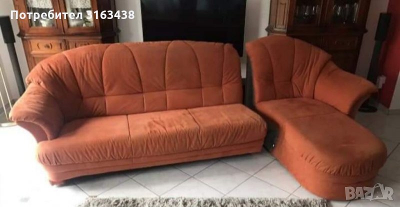 Ъглов диван с ракла + табуретка, снимка 1