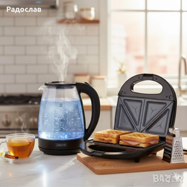 Комплект Тостер Royal Swiss SLS1057C + Електрическа кана Homestar, снимка 1