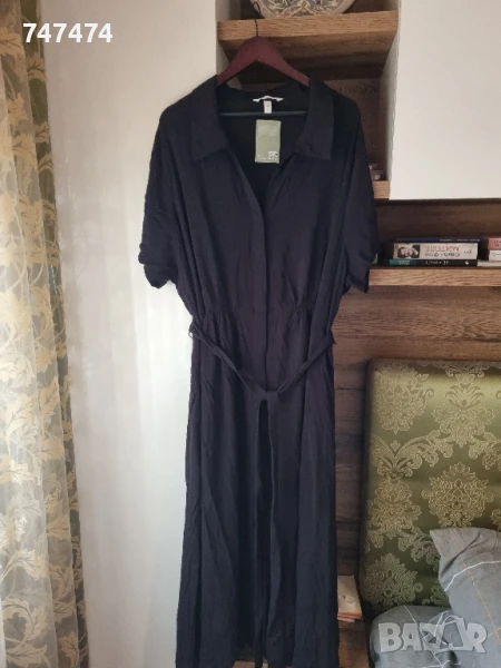 H&M 4XL дълга рокля, 100% полиестерен лен, ГО до 140, снимка 1