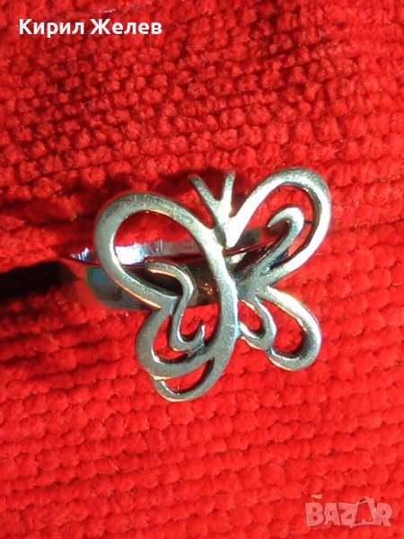 ПРЕКРАСЕН ФИГУРАЛЕН АЖУРЕН СРЕБЪРЕН АРТ ПРЪСТЕН ПЕПЕРУДА СРЕБРО 925 ПРОБА 38247, снимка 1