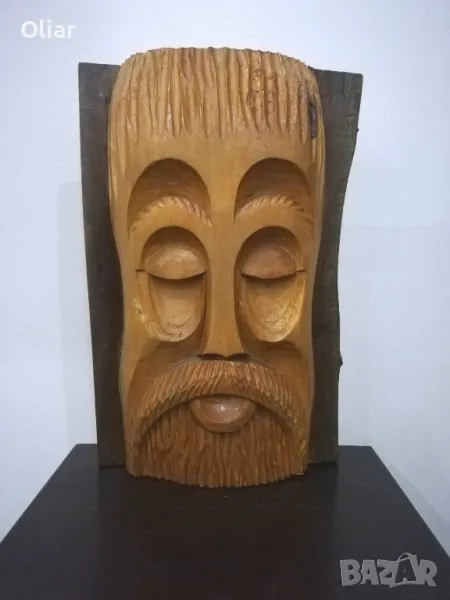 Много красива дърворезба. Мъжка глава. "Мъдрост и сила" , снимка 1