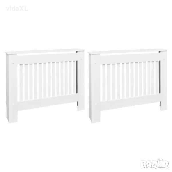 vidaXL Паравани за радиатори, 2 бр, бели, MDF, 112 см (SKU:276003), снимка 1