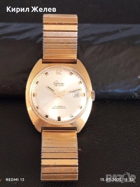 Стар механичен часовник SELECTA de LUX позлатен работи за КОЛЕКЦИОНЕРИ 51266, снимка 1