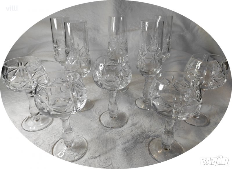 Чаши за аперитив и шампанско / вино от оловен криста, снимка 1