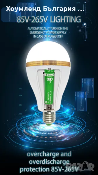 Акумулаторна LED крушка - свети и когато няма ток, снимка 1