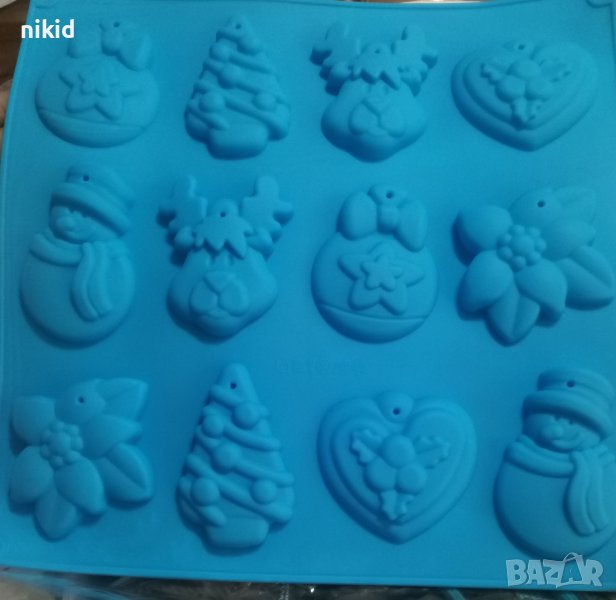 12 големи коледни плитки топка елха елен колдедна звезда силиконов молд форма фондан гипс висулки , снимка 1