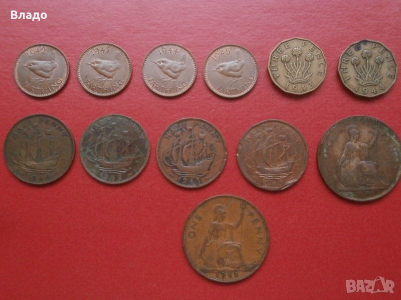Лот стари не повтарящи се монети Великобритания Джордж VI, снимка 1