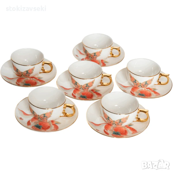 Комплект за кафе с цветен флорален мотив, снимка 1