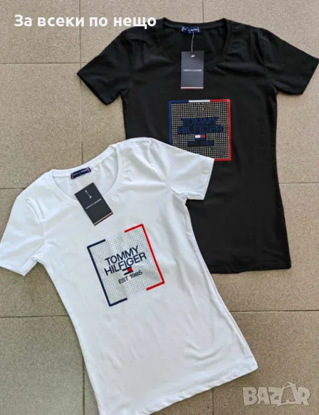 Tommy Hilfiger Дамска Тениска👚Дамска Тениска Томи Хилфигер - Бяла И Черна Код A438, снимка 1