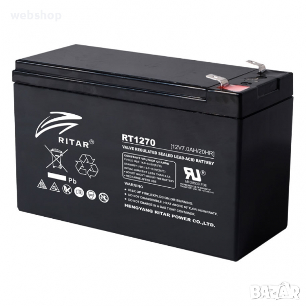 Акумулаторна оловна батерия RITAR 12V 7AH 150х65х95mm - Вертикално/хоризонтално захранване на UPS, снимка 1