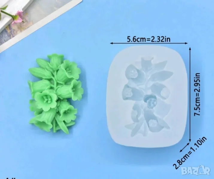 Камбанки Камбанка цвете силиконов молд форма фондан шоколад смола гипс, снимка 1