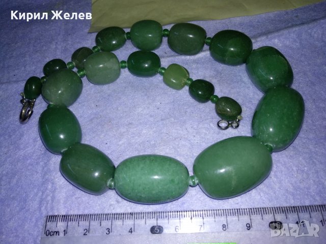 МАСИВНО СТИЛНО ФЕШЪН АРТ ХЕНД МЕЙД КОЛИЕ ОГЪРЛИЦА от ЮВЕЛИРНО ШЛИФОВАН ЗЕЛЕН АХАТ КАМЪНИ 34703, снимка 12 - Колиета, медальони, синджири - 39193111