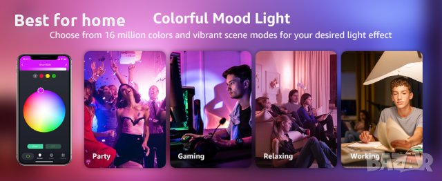 Смарт крушки 9W RGBWW от TOPSTAR - 4 бр. комплект Tuya, Alexa/Google Home, снимка 9 - Лед осветление - 41514967