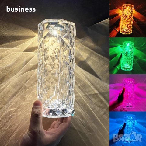 Музикална,Кристална RGB лампа с дистанционно, 6 вида яркост, Вградена батерия от 2000mAh, снимка 2 - Настолни лампи - 40152158