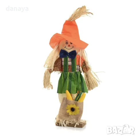 5786 Декоративна фигура Сламено човече с торбичка, 33 см, снимка 4 - Декорация за дома - 49419558