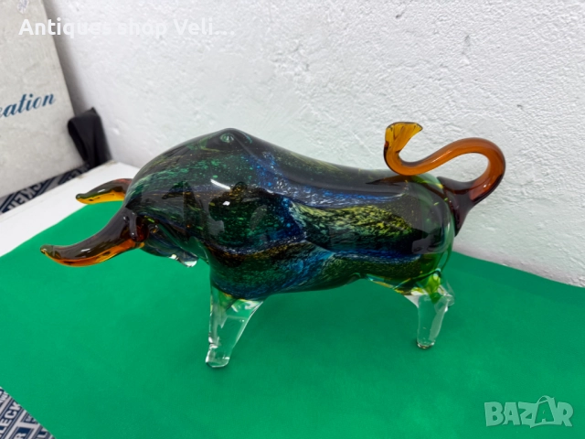 Стъклена скулптура на бик MURANO №7618 , снимка 6 - Антикварни и старинни предмети - 52466883