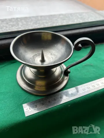 Немски свещник от калай за голяма свещ