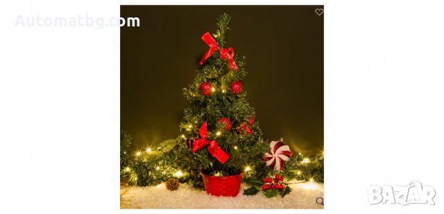 Коледна декоративна елха саксия Червени топки Подаръци 20 Led - 50см, Automat, снимка 2 - Декорация за дома - 34771406