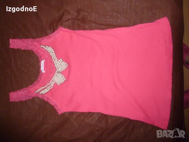Л-ХЛ Розов потник рипс с перли НОВ, снимка 1